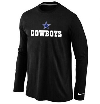 NEW Dallas Cowboys Authentic Logo Long Sleeve NFL T-Shirt Black