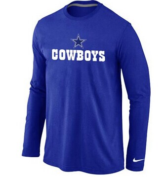 NEW Dallas Cowboys Authentic Logo Long Sleeve NFL T-Shirt Blue