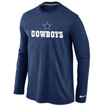 NEW Dallas Cowboys Authentic Logo Long Sleeve NFL T-Shirt D-Blue