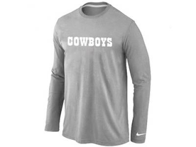 NEW Dallas Cowboys font Long Sleeve T-Shirt Grey