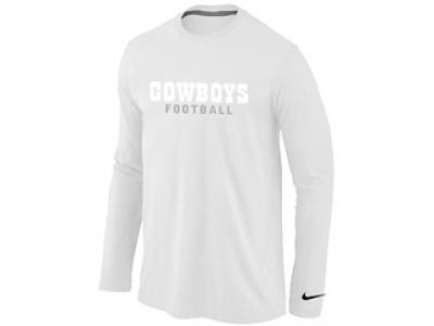 NEW Dallas Cowboys font Long Sleeve T-Shirt White