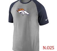 NEW Denver Broncos Ash Tri Big Play Raglan NFL T-Shirt Grey Navy Blue