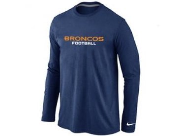 NEW Denver Broncos Authentic font Long Sleeve T-Shirt D.Blue