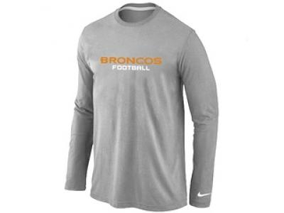 NEW Denver Broncos Authentic font Long Sleeve T-Shirt Grey
