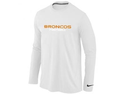 NEW Denver Broncos Authentic font Long Sleeve T-Shirt White