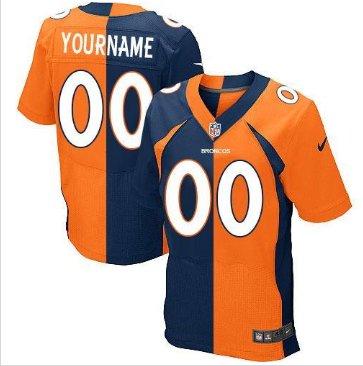 NEW Denver Broncos Customized Orange Blue Elite Split Jersey