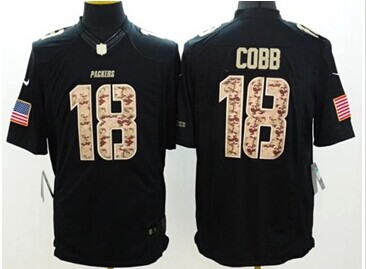 NEW Green Bay Packers #18 Randall Cobb Black NFL Limited Salute to Service Jersey