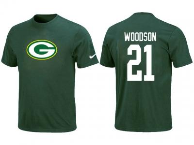 NEW Green Bay Packers #21 WOODSON Name & Number T-Shirt Green
