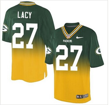 NEW Green Bay Packers #27 Eddie Lacy Green-Gold NFL Elite Fadeaway Fashion Jersey