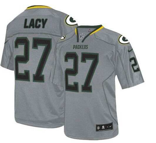 NEW Green Bay Packers #27 Eddie Lacy Lights Out Grey NFL Elite Jersey