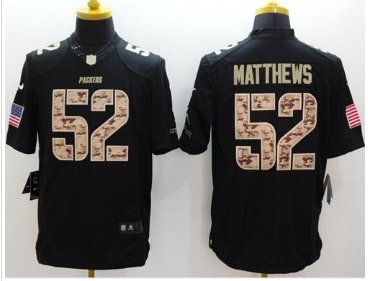 NEW Green Bay Packers #52 Clay Matthews Black NFL Limited Salute to service jersey