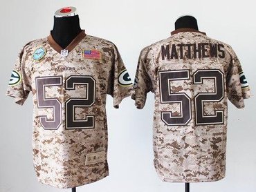 NEW Green Bay Packers #52 Clay Matthews Camo NFL Elite USMC Jersey(USA)