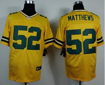 NEW Green Bay Packers #52 Clay Matthews Yellow Alternate NFL Elite Jersey