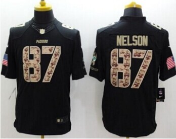 NEW Green Bay Packers #87 Jordy Nelson Black NFL Limited Salute to Service Jersey