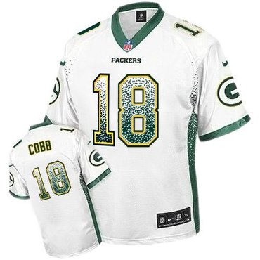 NEW Green Bay Packers 18 Cobb White Stitched NFL Elite Drift Fashion Jersey