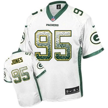 NEW Green Bay Packers 95 Datone Jones White Stitched NFL Elite Drift Fashion Jersey