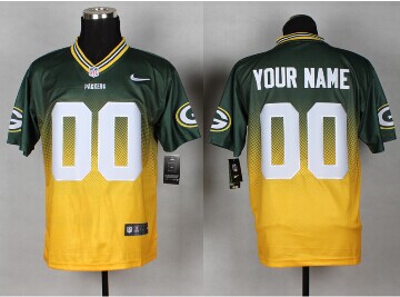 NEW Green Bay Packers Customized Green-Yellow Drift Fashion II Elite NFL Jerseys