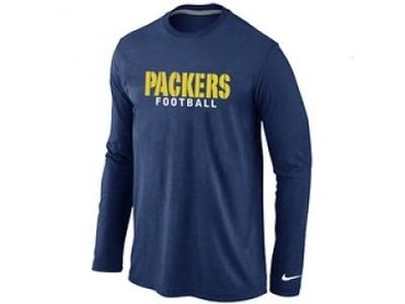 NEW Green Bay Packers font Long Sleeve T-Shirt D.Blue