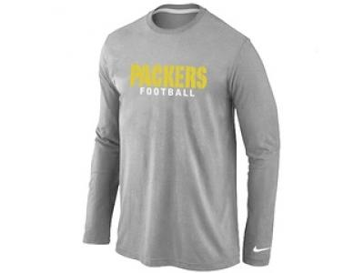 NEW Green Bay Packers font Long Sleeve T-Shirt Grey