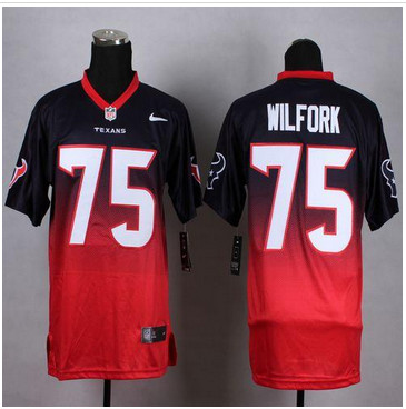NEW Houston Texans #75 Vince Wilfork Navy Blue Red Men's Stitched NFL Elite Fadeaway Fashion Jersey