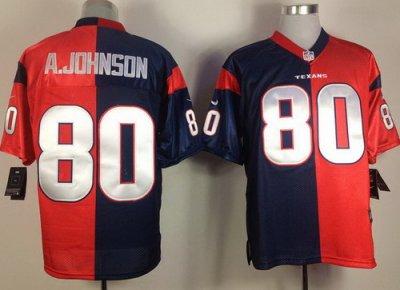 NEW Houston Texans #80 Andre Johnson Blue-Red Split Elite NFL Jerseys