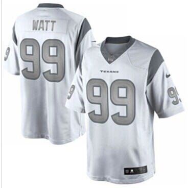 NEW Houston Texans #99 JJ Watt White Platinum Jersey