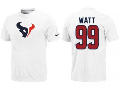 NEW Houston Texans #99 Watt Name & Number White T-Shirt