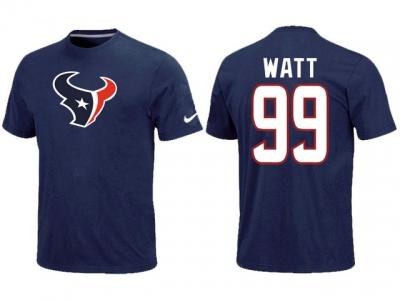 NEW Houston Texans #99 Watt Name & Number blue T-Shirt