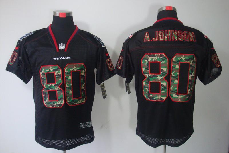NEW Houston Texans 80 Andre Johnson Lights Out Black Elite Jerseys(Camo Number)