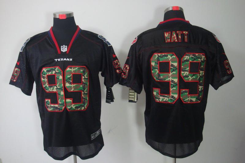 NEW Houston Texans 99 J.J. Watt Lights Out Black Elite Jerseys(Camo Number)