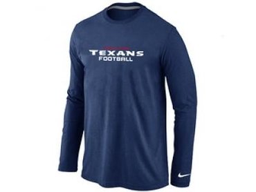 NEW Houston Texans Authentic font Long Sleeve T-Shirt D.Blue