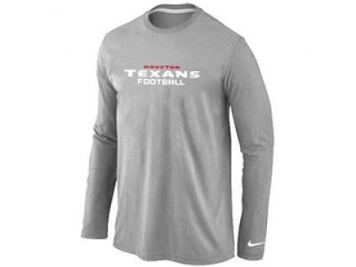 NEW Houston Texans Authentic font Long Sleeve T-Shirt Grey