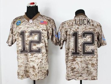 NEW Indianapolis Colts #12 Andrew Luck Camo NFL Elite USMC Jersey(USA)
