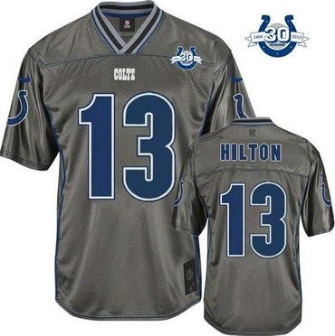 NEW Indianapolis Colts #13 T.Y. Hilton Grey Vapor Elite Jerseys(With 30TH)
