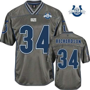 NEW Indianapolis Colts #34 Trent Richardson Grey Vapor Elite Jerseys(With 30TH)
