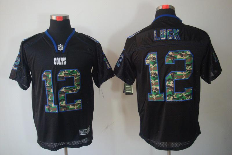NEW Indianapolis Colts 12 Andrew Luck Lights Out Black Elite Jerseys(Camo Number)
