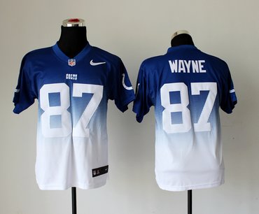 NEW Indianapolis Colts 87 Reggie Wayne Blue White Drift Fashion II Elite NFL Jerseys