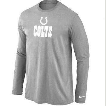 NEW Indianapolis Colts Authentic Logo Long Sleeve NFL T-Shirt Light Grey