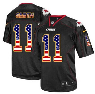 NEW Kansas City Chiefs #11 Alex Smith Black NFL Elite USA Flag Fashion Jersey