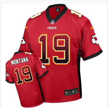 NEW Kansas City Chiefs #19 Joe Montana Red Team Color Stitched NFL Elite Drift Fashion Jersey