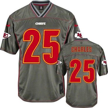 NEW Kansas City Chiefs #25 Jamaal Charles Grey NFL Elite Vapor Jerseys