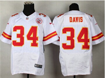 NEW Kansas City Chiefs #34 Knile Davis White Elite NFL Jersey