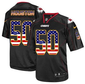 NEW Kansas City Chiefs #50 Justin Houston Black NFL Elite USA Flag Fashion Jersey