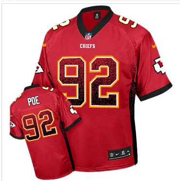 NEW Kansas City Chiefs #92 Dontari Poe Red Team Color Stitched NFL Elite Drift Fashion Jersey