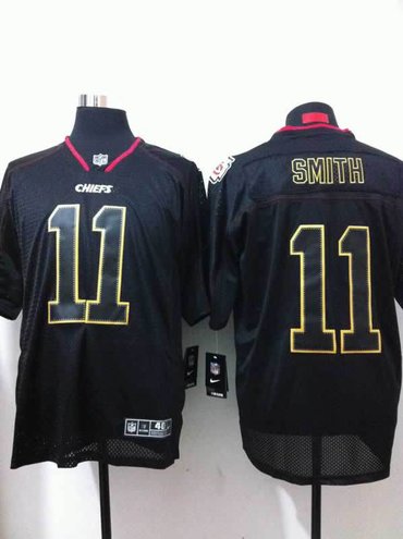 NEW Kansas City Chiefs 11 Alex Smith Black Light Out Elite NFL Jerseys