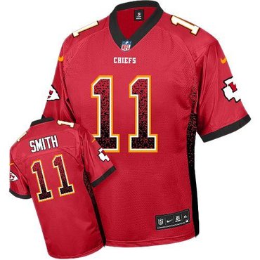 NEW Kansas City Chiefs 11 Alex Smith Red Team Color Stitched NFL Elite Drift Fashion Jersey