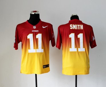 NEW Kansas City Chiefs 11 Alex Smith Red Yellow Drift Fashion II Elite NFL Jerseys