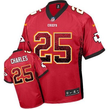 NEW Kansas City Chiefs 25 Jamaal Charles Red Team Color Stitched NFL Elite Drift Fashion Jersey