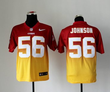 NEW Kansas City Chiefs 56 D.johnson Red Yellow Drift Fashion II Elite NFL Jerseys