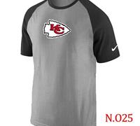 NEW Kansas City Chiefs Ash Tri Big Play Raglan NFL T-Shirt Grey Black